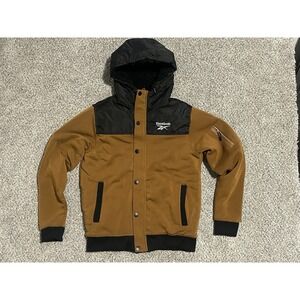 NWT Reebok Men's MEDIUM Winter Jacket $140 Soft Brown Black Zip Button‎